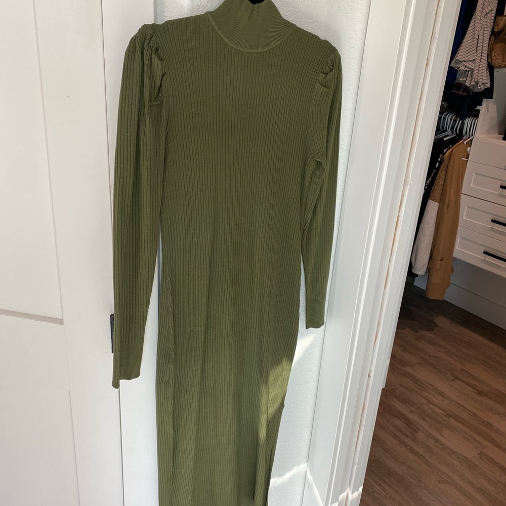 Who What Wear olive green dress